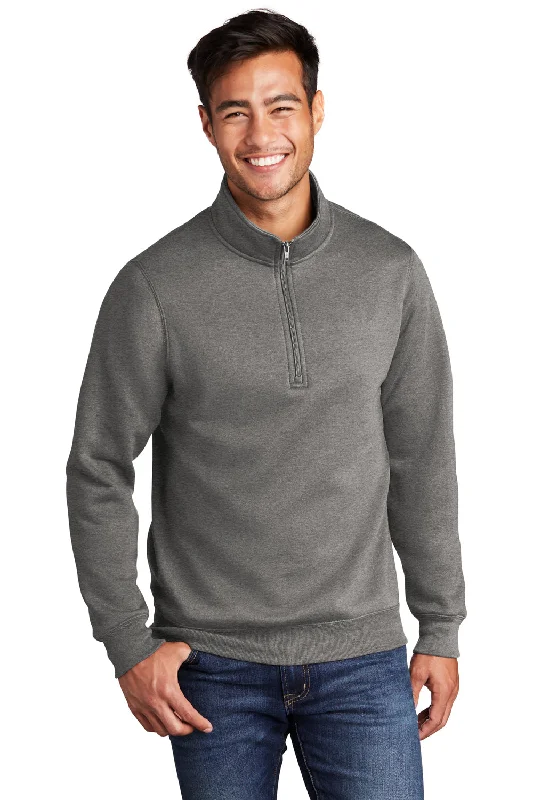 Port & Company Mens Core Fleece 1/4 Zip Sweatshirt - Heather Graphite Grey