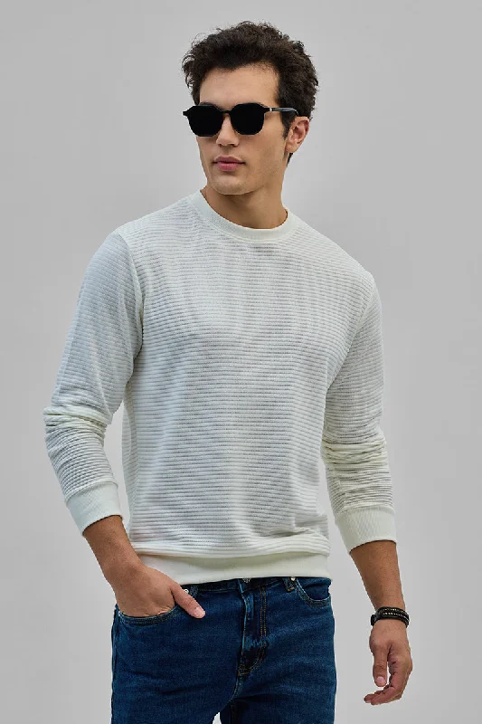 White Textured Sweatshirt