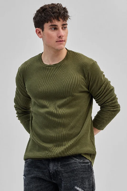 Olive Textured Sweatshirt