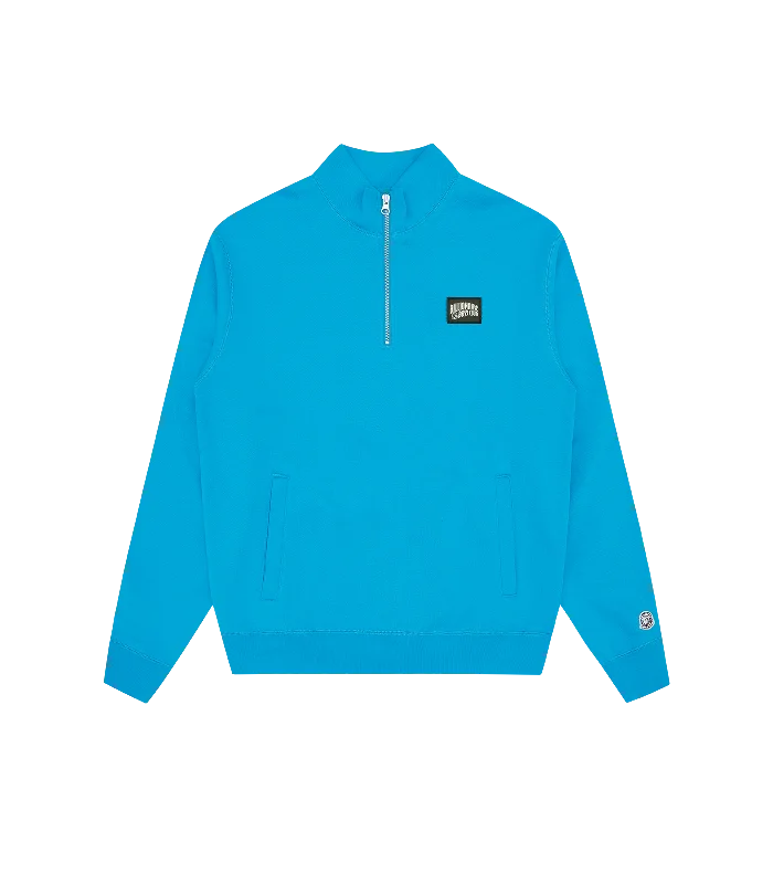 WOVEN PATCH ARCH LOGO QUARTER ZIP CREWNECK - AQUA BLUE