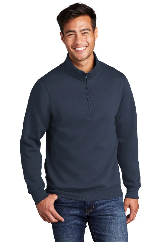 Port & Company Mens Core Fleece 1/4 Zip Sweatshirt - Navy Blue