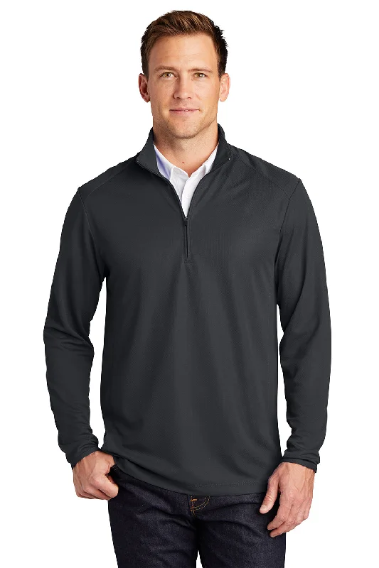 Port Authority Mens Moisture Wicking 1/4 Zip Sweatshirt - Battleship Grey