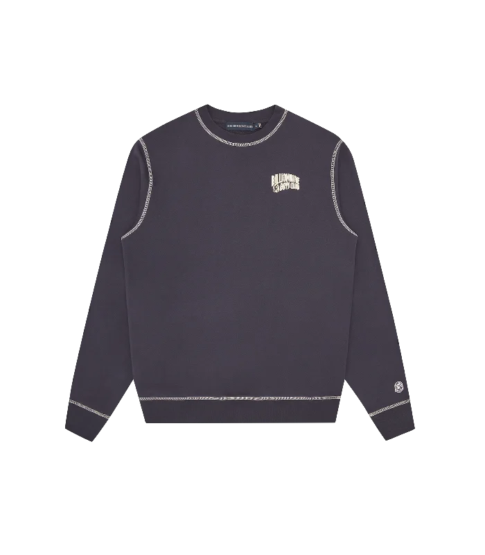 SMALL ARCH LOGO CONTRAST STITCH CREWNECK - NAVY