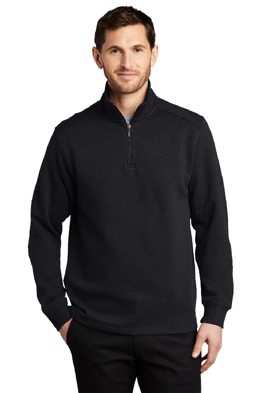 Port Authority Mens Slub Fleece 1/4 Zip Sweatshirt - Black