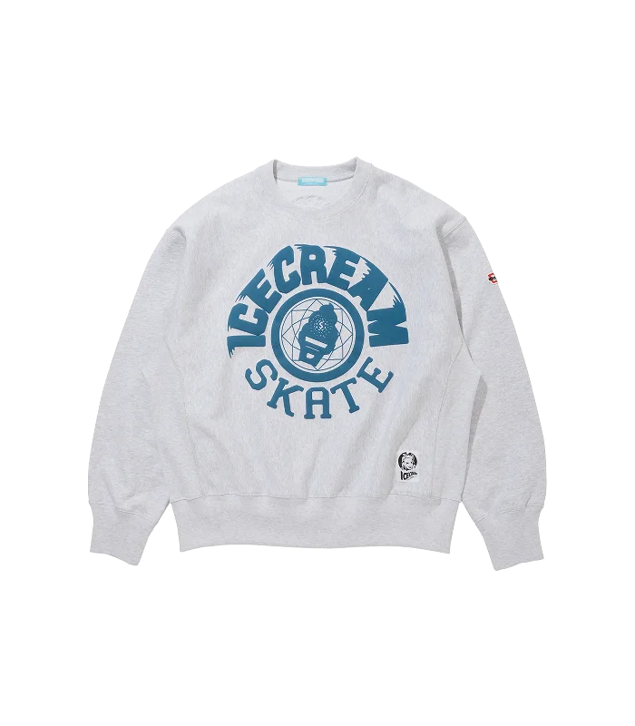 PUFF PRINT ICECREAM SKATE SWEATSHIRT - ASH GREY