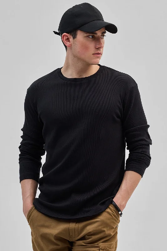 Black Textured Sweatshirt