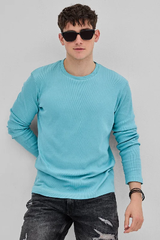 Blue Textured Sweatshirt