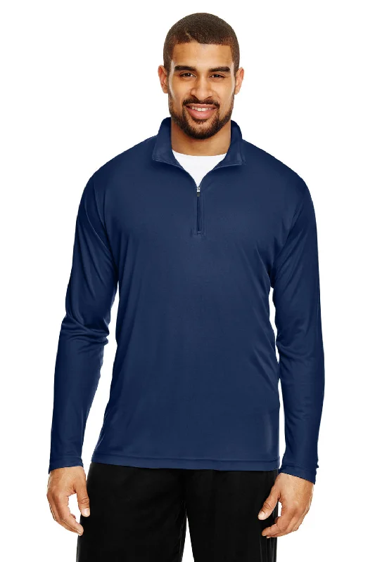 Team 365 Mens Zone Performance Moisture Wicking 1/4 Zip Sweatshirt - Dark Navy Blue