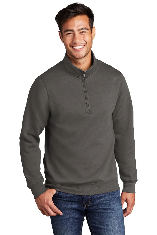 Port & Company Mens Core Fleece 1/4 Zip Sweatshirt - Charcoal Grey