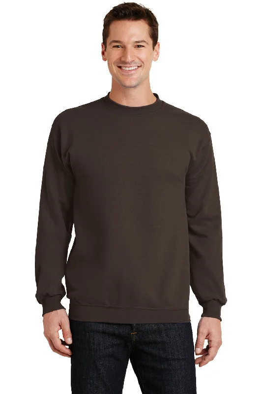 Port & Company Mens Core Pill Resistant Fleece Crewneck Sweatshirt - Dark Chocolate Brown