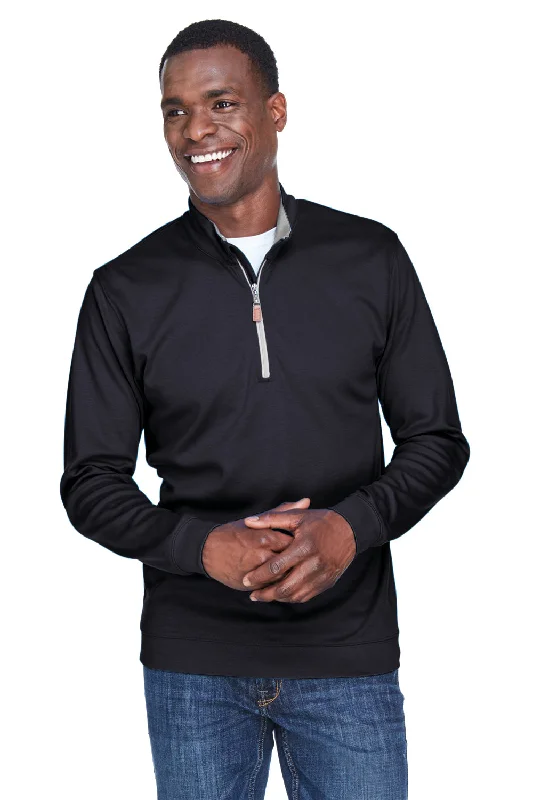 Devon & Jones Mens DryTec20 Performance Moisture Wicking 1/4 Zip Sweatshirt - Black