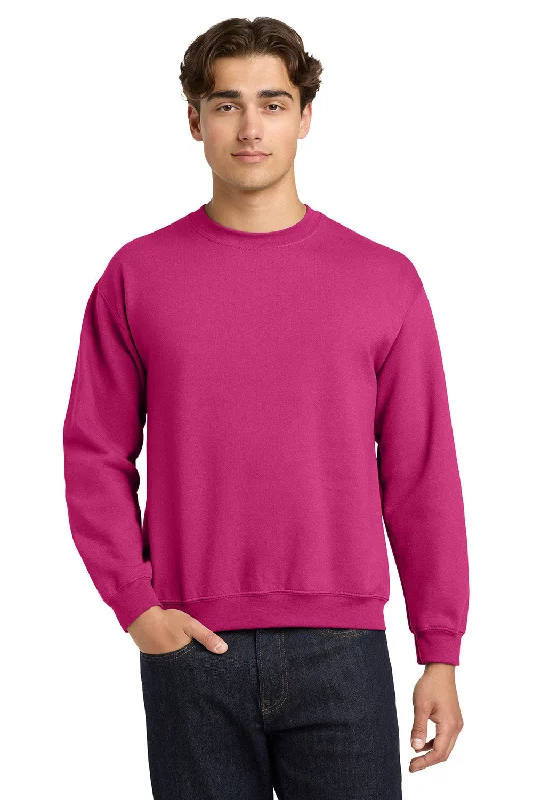 Gildan Mens Pill Resistant Fleece Crewneck Sweatshirt - Heliconia Pink