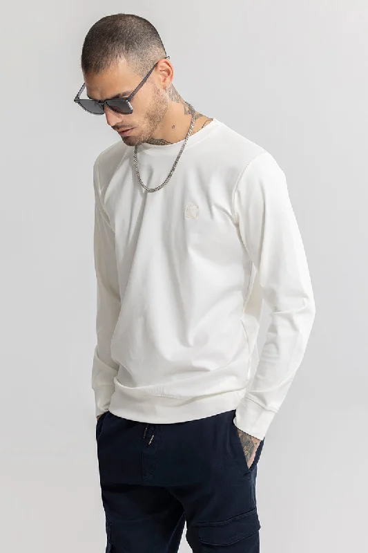 Embroided Logo White Sweatshirt