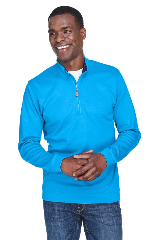 Devon & Jones Mens DryTec20 Performance Moisture Wicking 1/4 Zip Sweatshirt - Ocean Blue