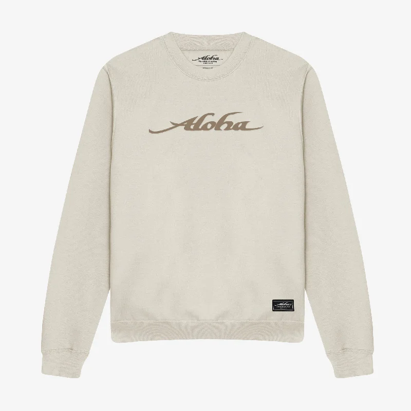 Aloha Logo Sweatshirt – Unisex Crew Sweatshirt - Natural Stone