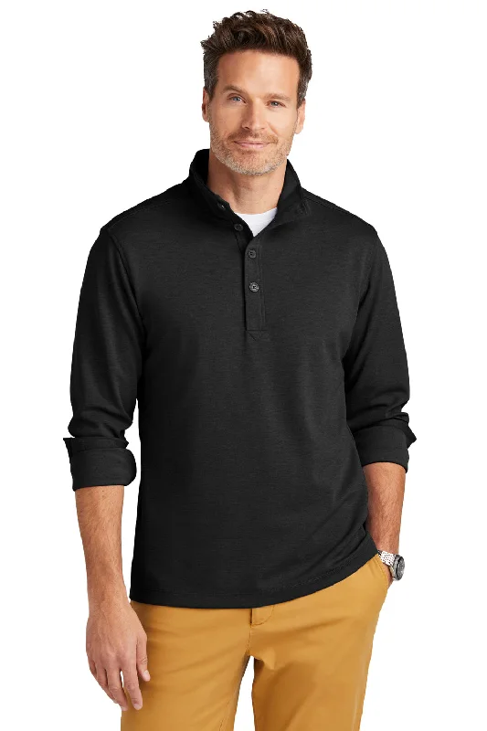 Brooks Brothers Mens 1/4 Button Down Sweatshirt - Heather Black