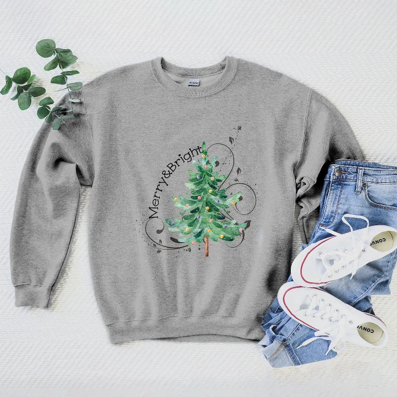 Merry and Bright Christmas Tree Sweatshirt