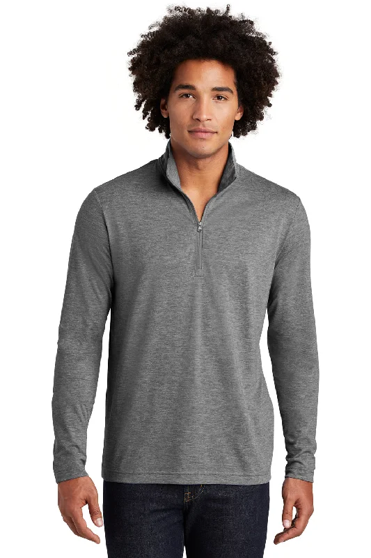 Sport-Tek Mens Moisture Wicking 1/4 Zip Sweatshirt - Heather Dark Grey