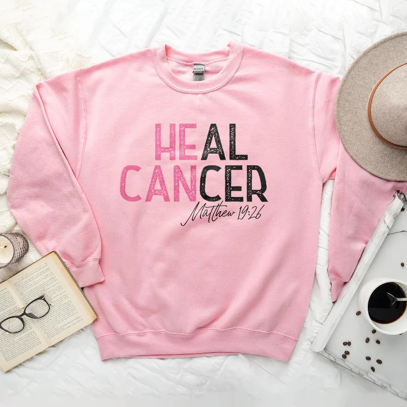 He Can Heal Cancer Pink Sweatshirt