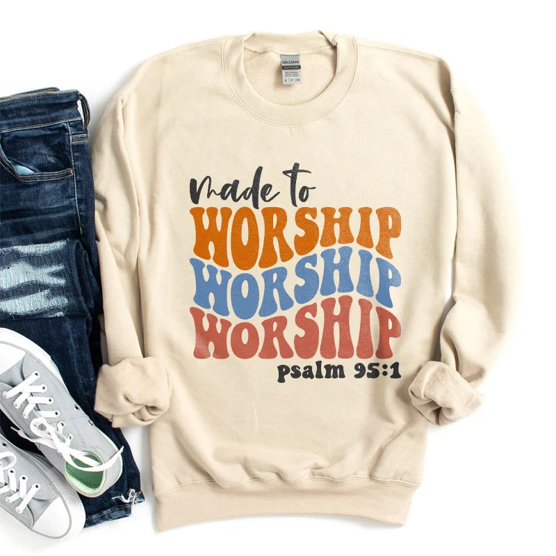 Made to Worship Psalm 95:1 - Groovy Sweatshirt