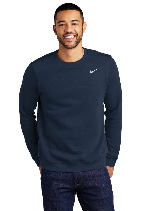 Nike Mens Club Fleece Crewneck Sweatshirt - Navy Blue