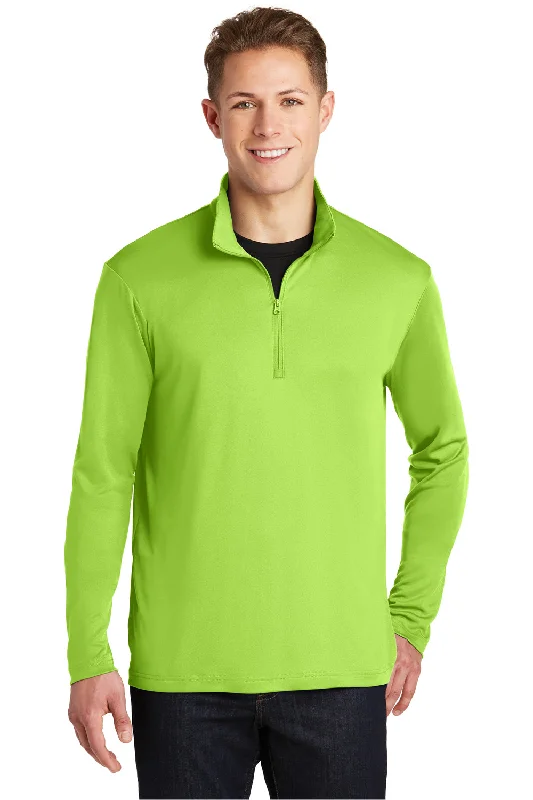 Sport-Tek Mens Competitor Moisture Wicking 1/4 Zip Sweatshirt - Lime Shock Green - Closeout