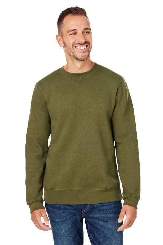 J America Mens Premium Fleece Crewneck Sweatshirt - Military Green