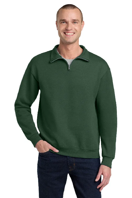 Jerzees Mens NuBlend Pill Resistant Fleece 1/4 Zip Sweatshirt - Forest Green