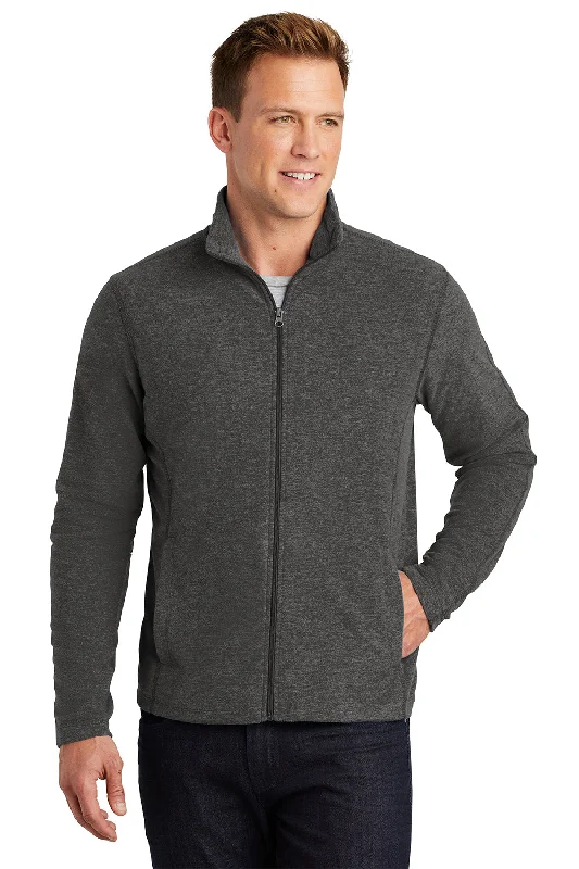 Port Authority Mens Heather Pill Resistant Microfleece Full Zip Sweatshirt - Heather Charcoal Black