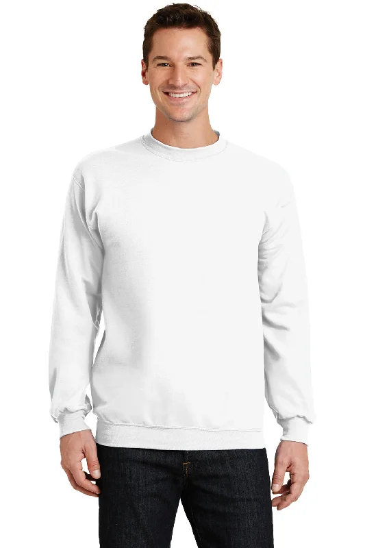 Port & Company Mens Core Pill Resistant Fleece Crewneck Sweatshirt - White