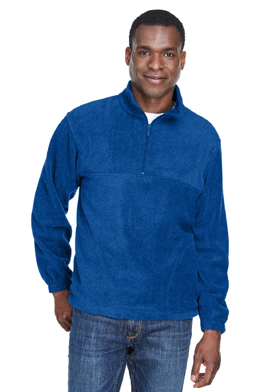 Harriton Mens Pill Resistant Fleece 1/4 Zip Sweatshirt w/ Pockets - True Royal Blue