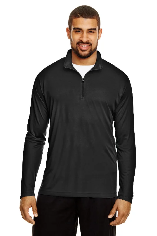 Team 365 Mens Zone Performance Moisture Wicking 1/4 Zip Sweatshirt - Black