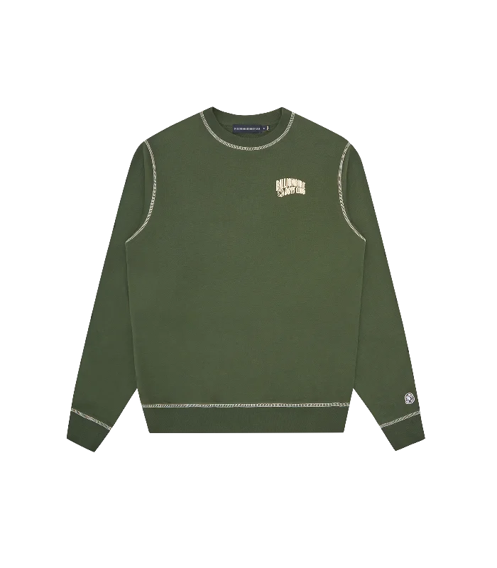 SMALL ARCH LOGO CONTRAST STITCH CREWNECK - GREEN