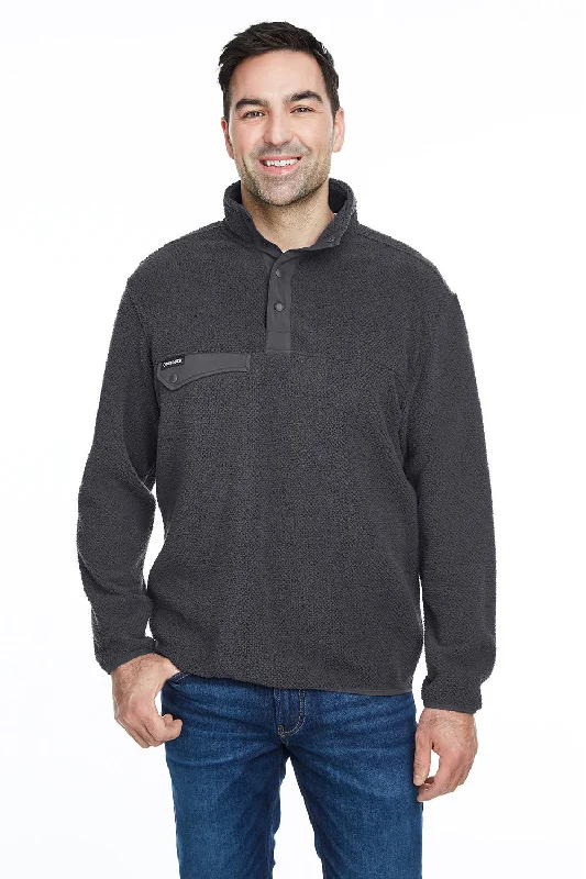 Dri Duck Mens Brooks Anti Static Sherpa Fleece 1/4 Snap Sweatshirt w/ Pocket - Charcoal Grey