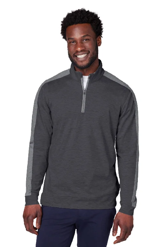 Puma Mens Cloudspun Moisture Wicking 1/4 Zip Sweatshirt - Heather Black/Quiet Shade Grey