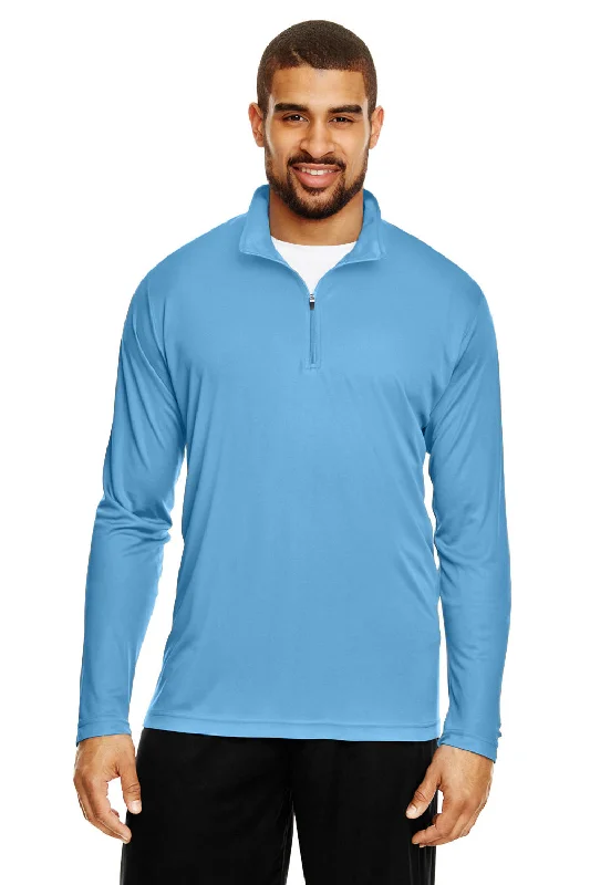 Team 365 Mens Zone Performance Moisture Wicking 1/4 Zip Sweatshirt - Light Blue