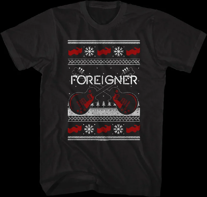 Guitars Faux Ugly Christmas Sweater Foreigner T-Shirt