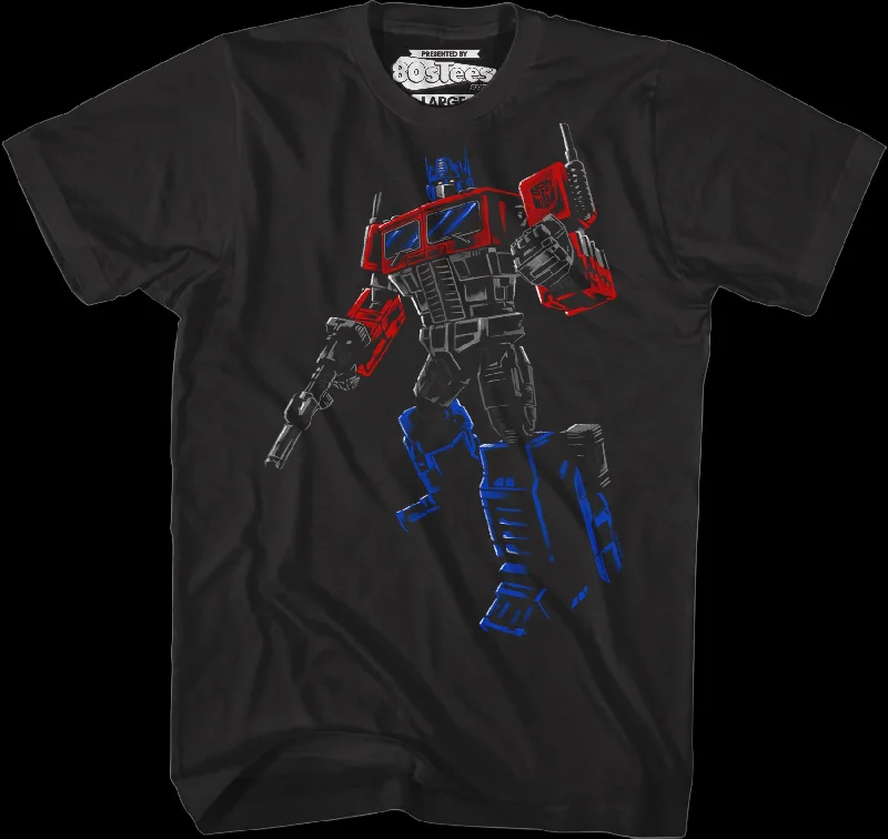 Brush Stroked Optimus Prime Transformers T-Shirt