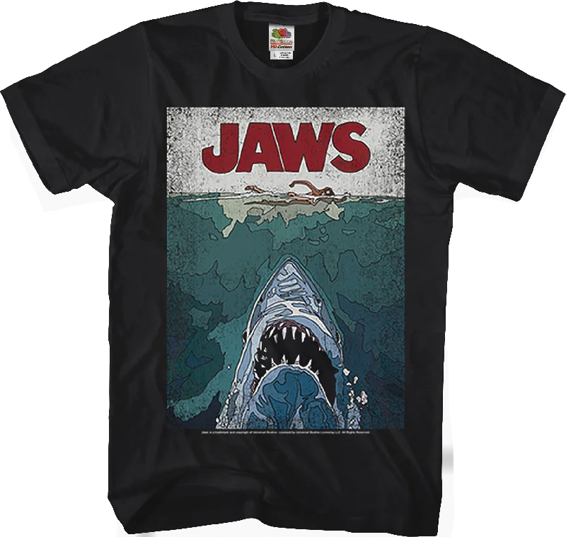 Lined Poster Jaws T-Shirt