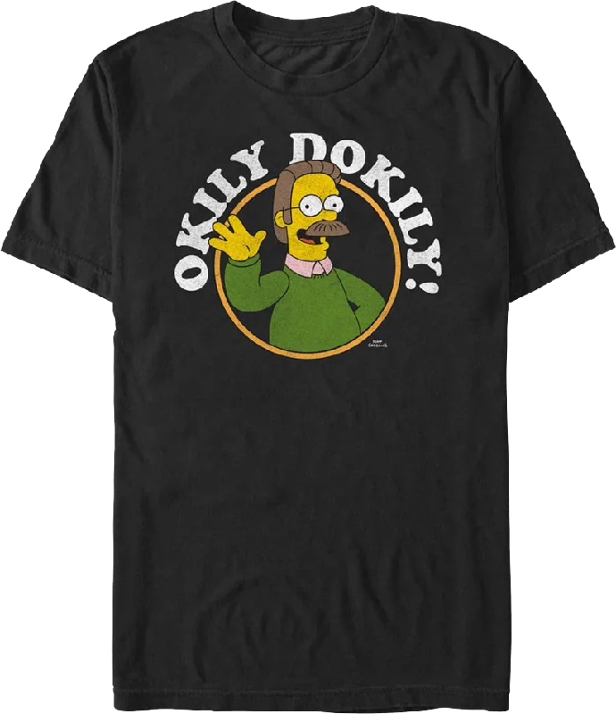 Black Ned Flanders Okily Dokily Simpsons T-Shirt