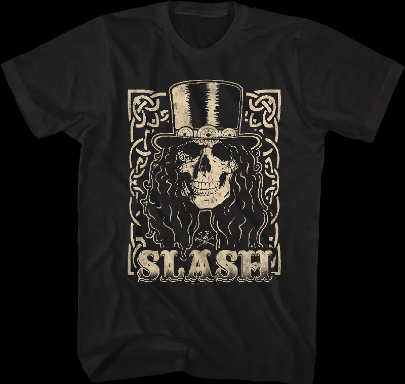 Cream Skull In Top Hat Slash T-Shirt