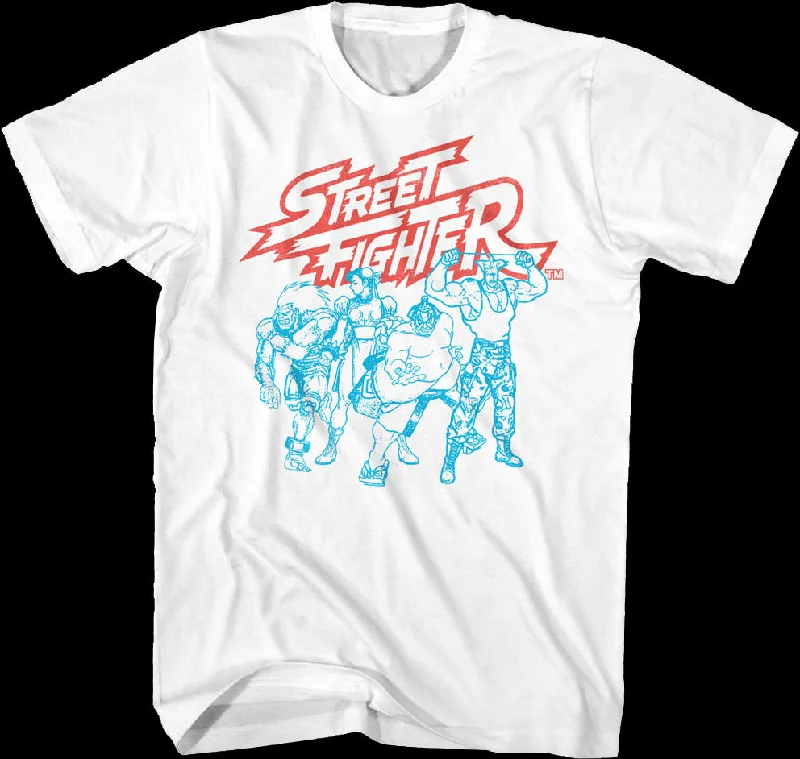 Blue Sketches Street Fighter T-Shirt