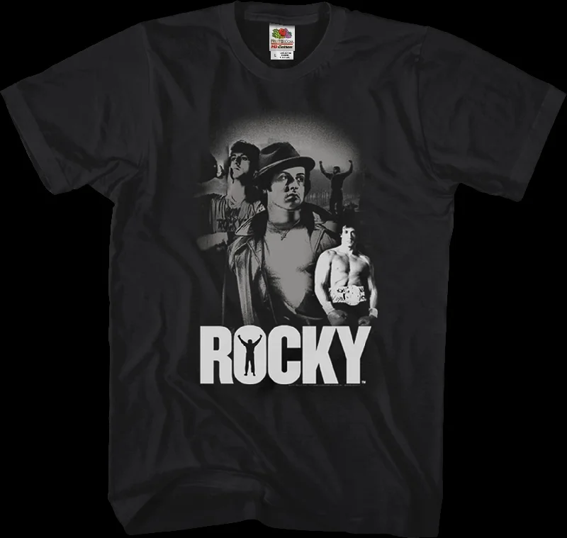 Black & White Italian Stallion Collage Rocky T-Shirt