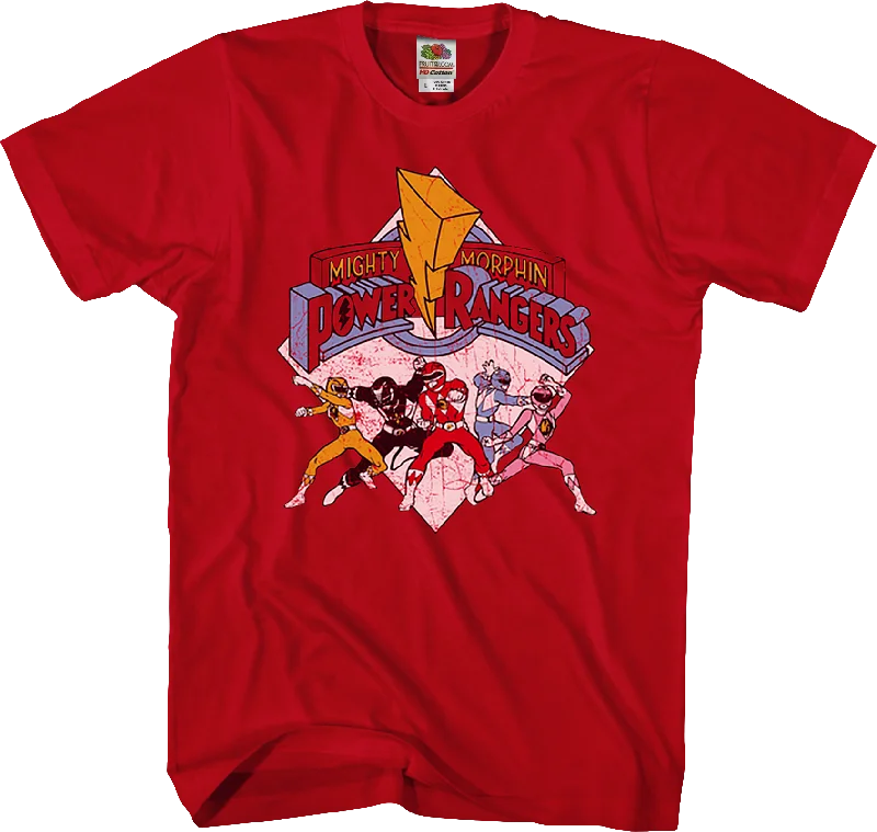 Distressed Mighty Morphin Power Rangers T-Shirt