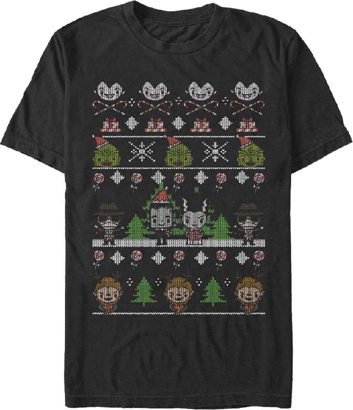 Faux Ugly Christmas Sweater Universal Monsters T-Shirt