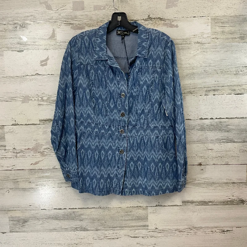 Jacket Shirt By Diane Gilman In Blue, Size: M