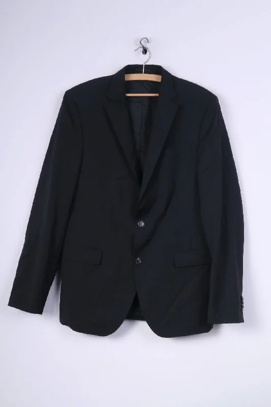 Rene Lezard Mens 98 (S) Blazer Jacket Black Single Breasted Wool