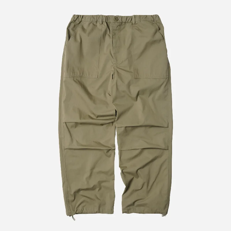 BANDING WIDE FATIGUE PANTS - KHAKI BEIGE