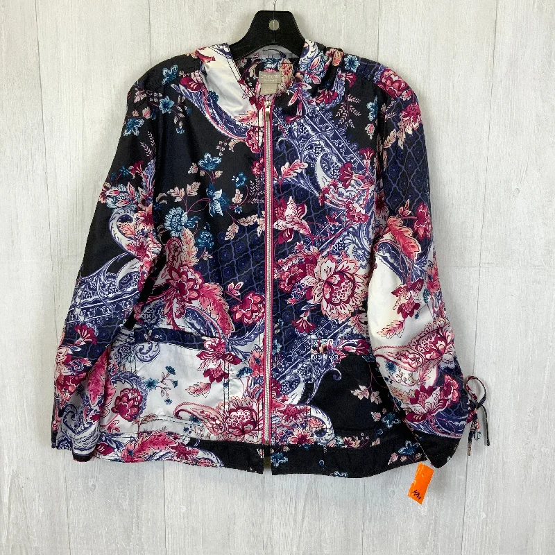 Jacket Windbreaker By Zenergy By Chicos In Floral Print, Size: L