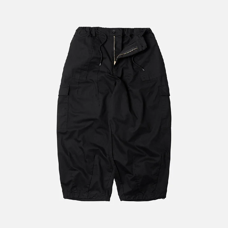 TWILL CARGO BALLOON PANTS - BLACK